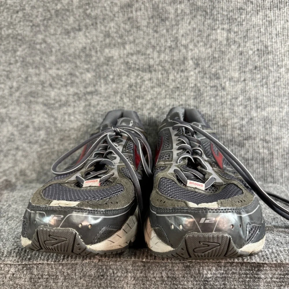 Brooks Addiction 12 Mens Running Shoes Charcoal Grey Red Athletic Sneakers 15